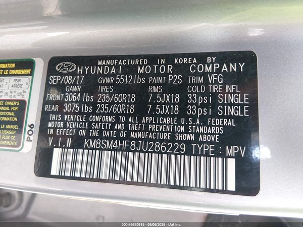 2018 HYUNDAI SANTA FE SE