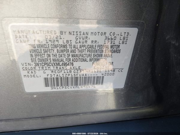 2021 NISSAN KICKS SV XTRONIC CVT