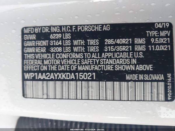 2019 PORSCHE CAYENNE