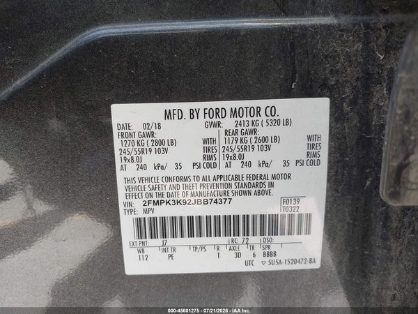 2018 FORD EDGE TITANIUM — I9