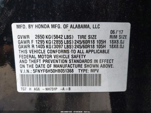 2017 HONDA PILOT EX-L