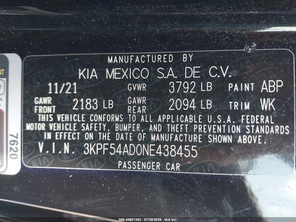 2022 KIA FORTE GT-LINE