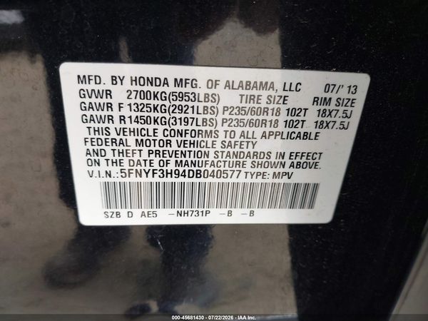 2013 HONDA PILOT TOURING