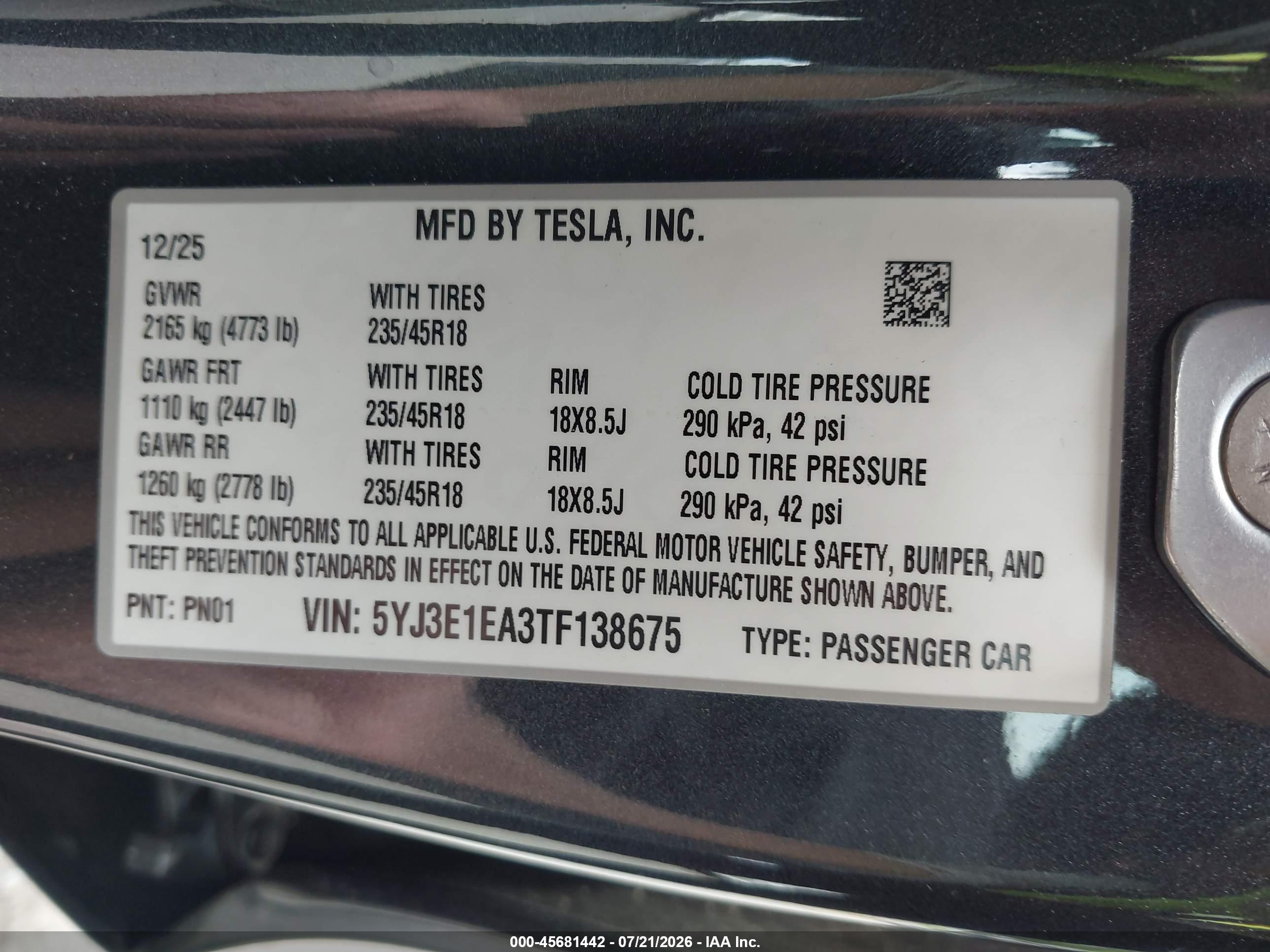 2026 TESLA MODEL 3