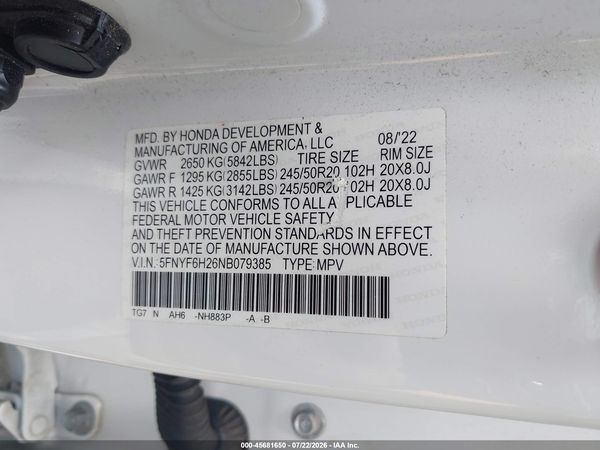 2022 HONDA PILOT AWD SPECIAL EDITION