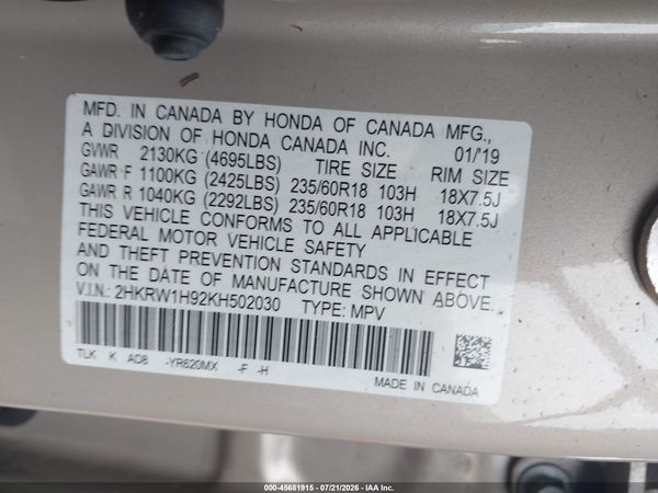 2019 HONDA CR-V TOURING