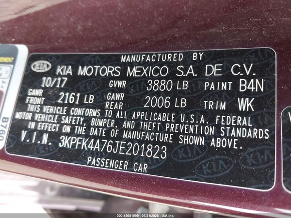 2018 KIA FORTE LX
