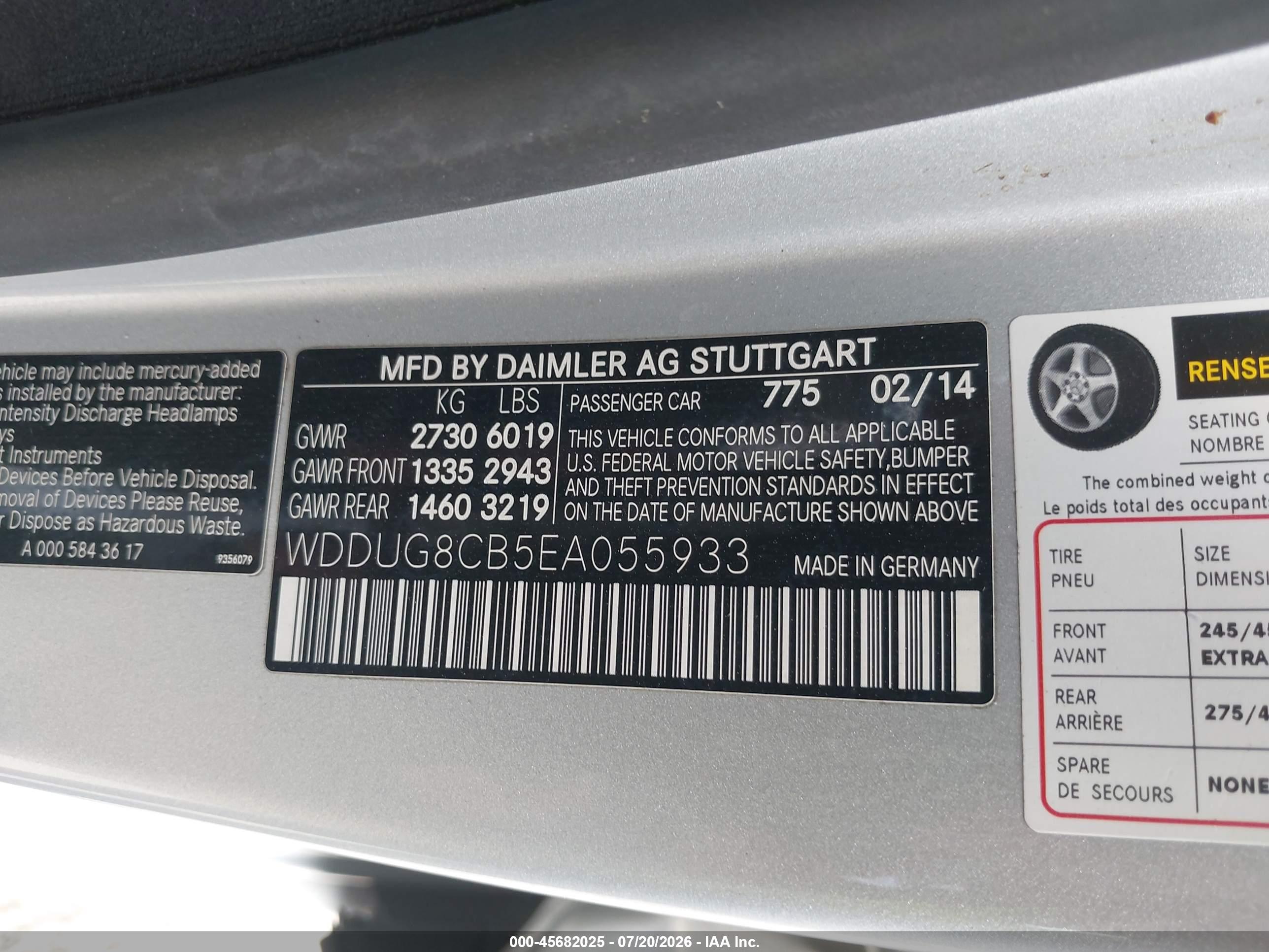 2014 MERCEDES-BENZ S 550 S550