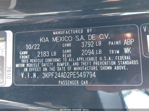 2023 KIA FORTE LXS