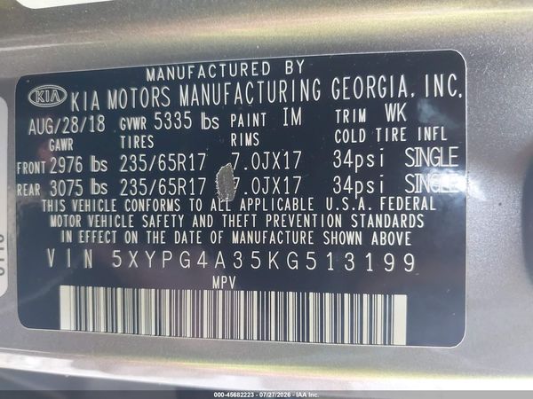 2019 KIA SORENTO 2.4L LX