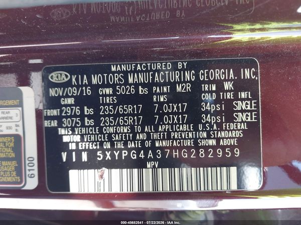 2017 KIA SORENTO 2.4L LX