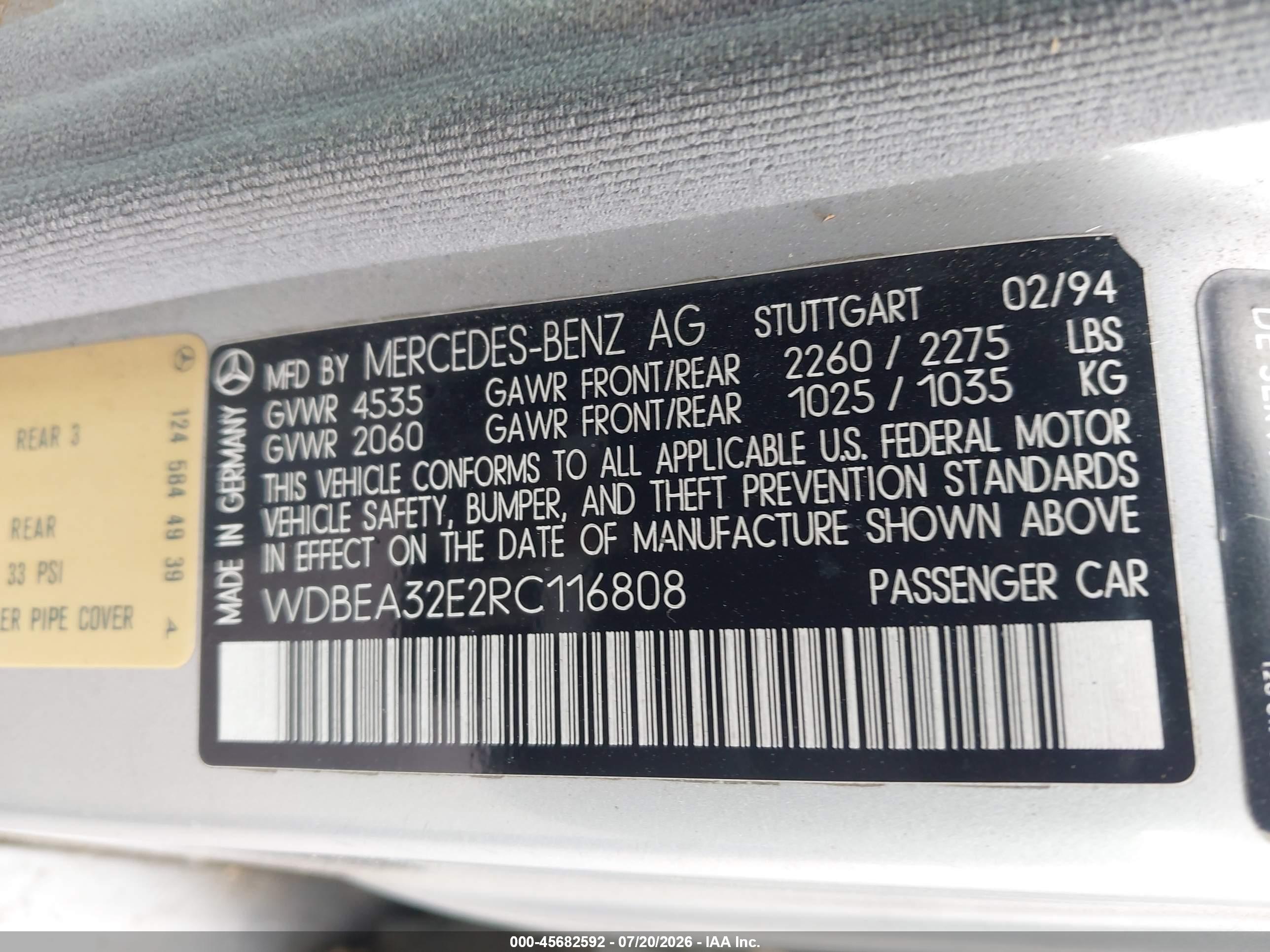 1994 MERCEDES-BENZ E E320 124