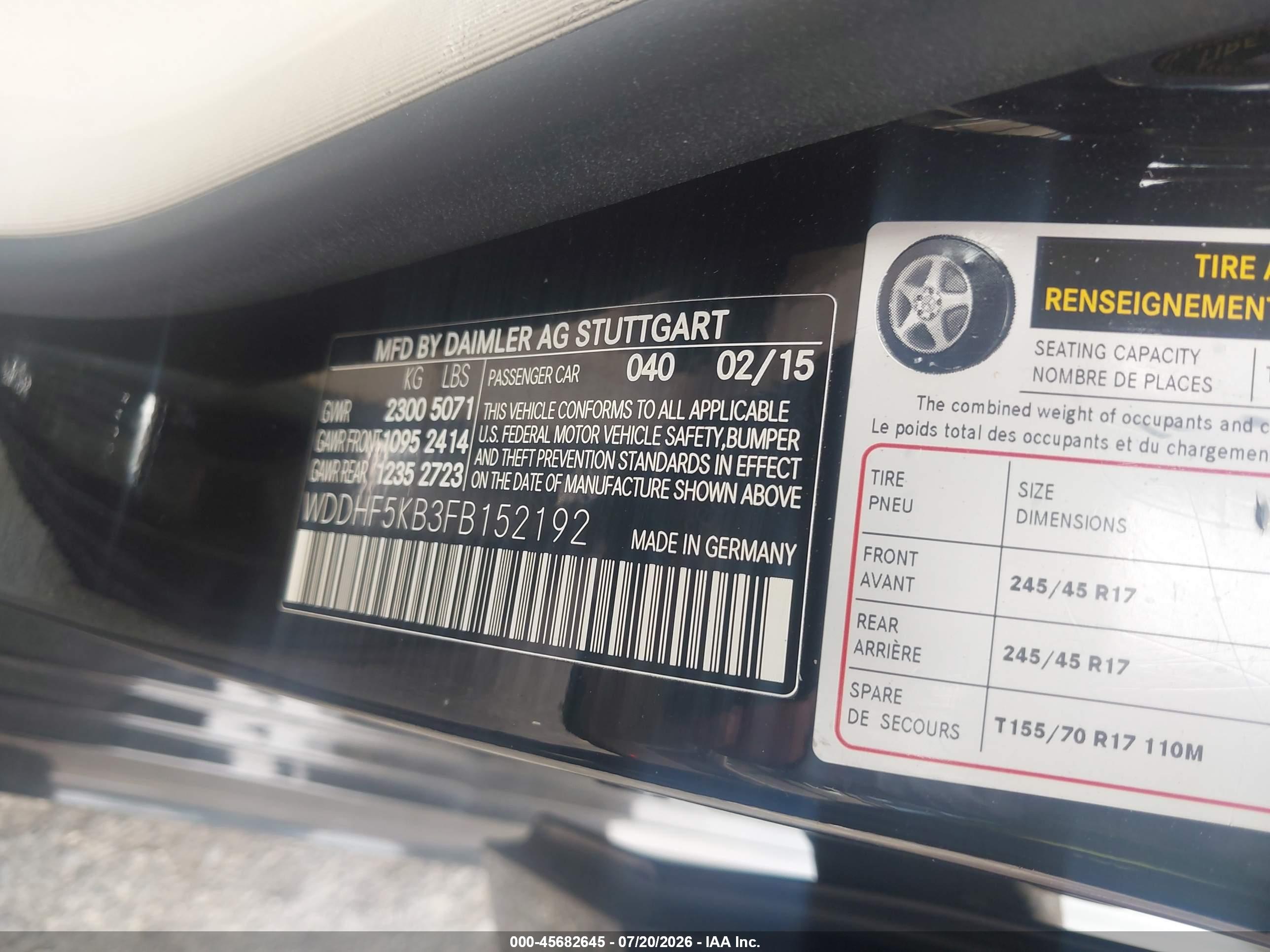 2015 MERCEDES-BENZ E 350 E350