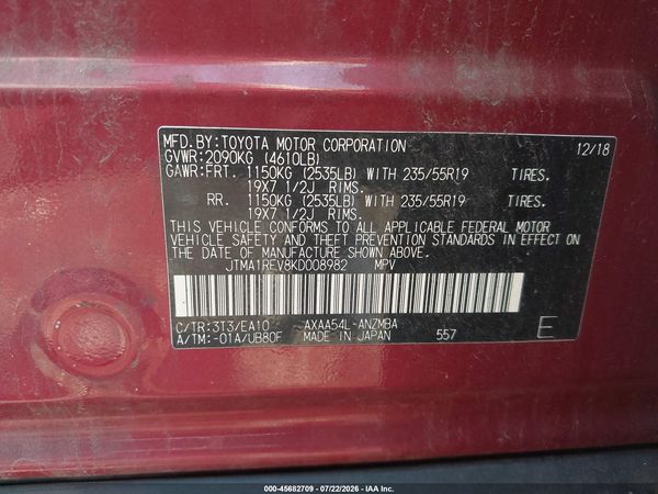 2019 TOYOTA RAV4 XLE PREMIUM