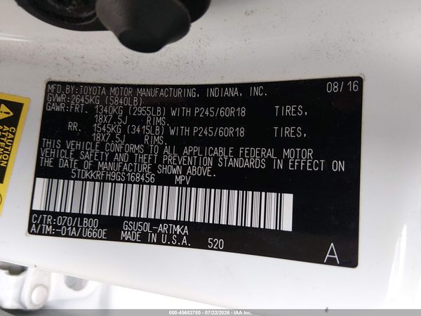 2016 TOYOTA HIGHLANDER XLE V6