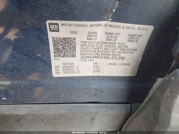 2022 CHEVROLET EQUINOX FWD LT — I9