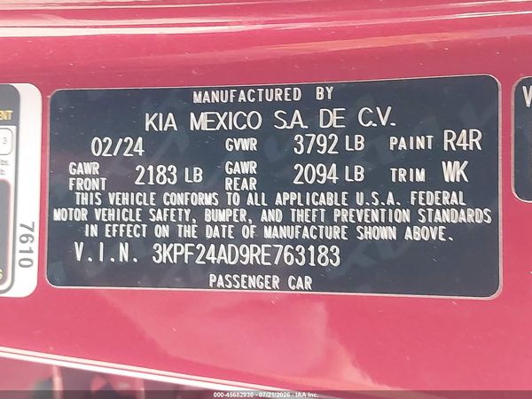2024 KIA FORTE LXS