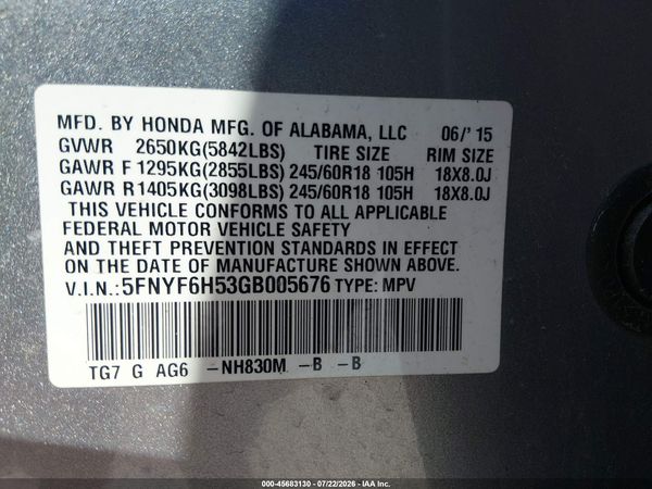 2016 HONDA PILOT EX-L