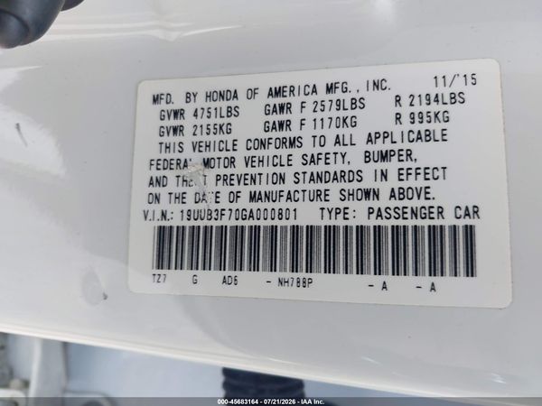 2016 ACURA TLX V6 ADVANCE