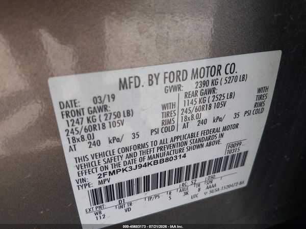 2019 FORD EDGE SEL