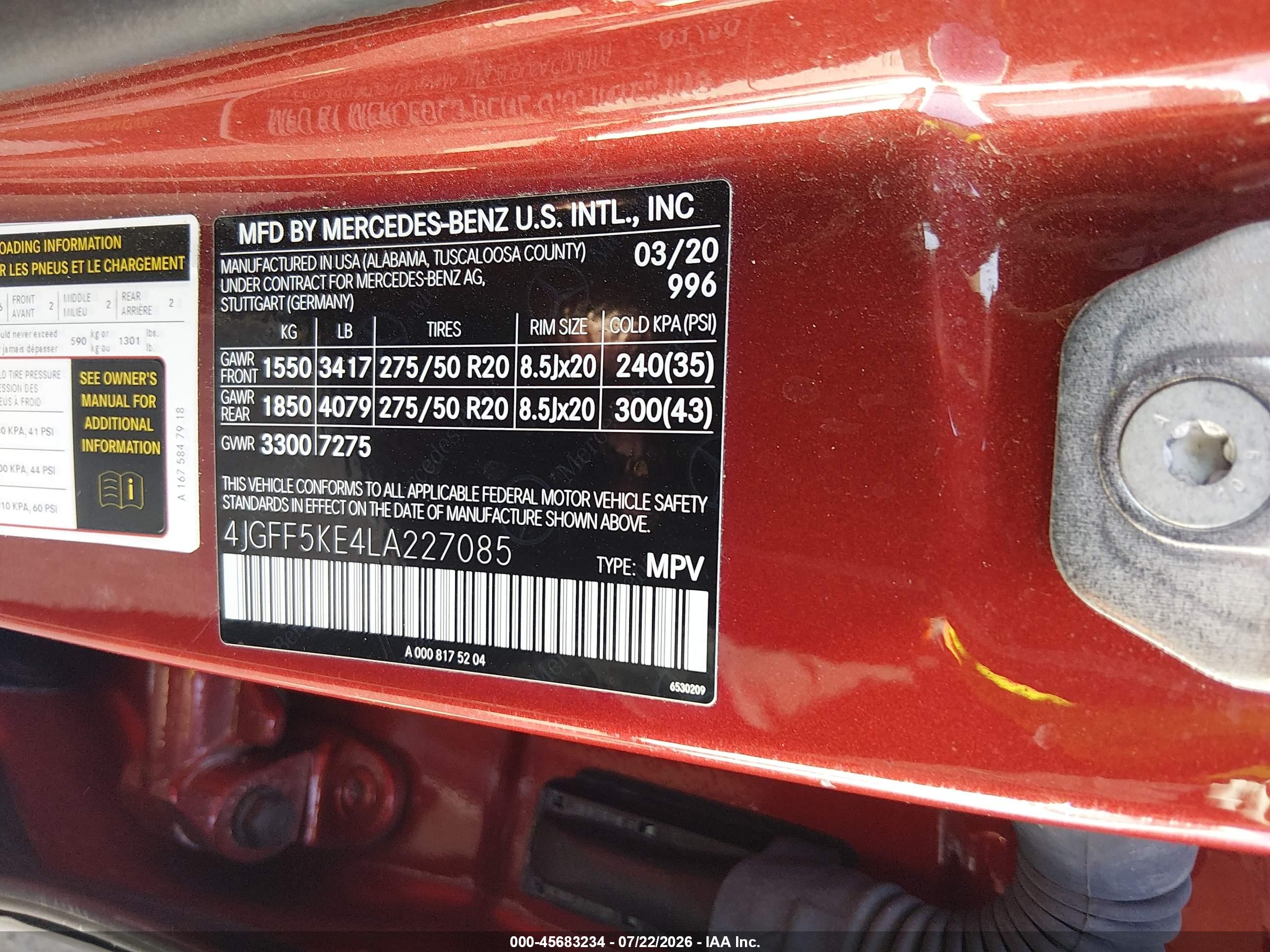 2020 MERCEDES-BENZ GLS 450 4MATIC