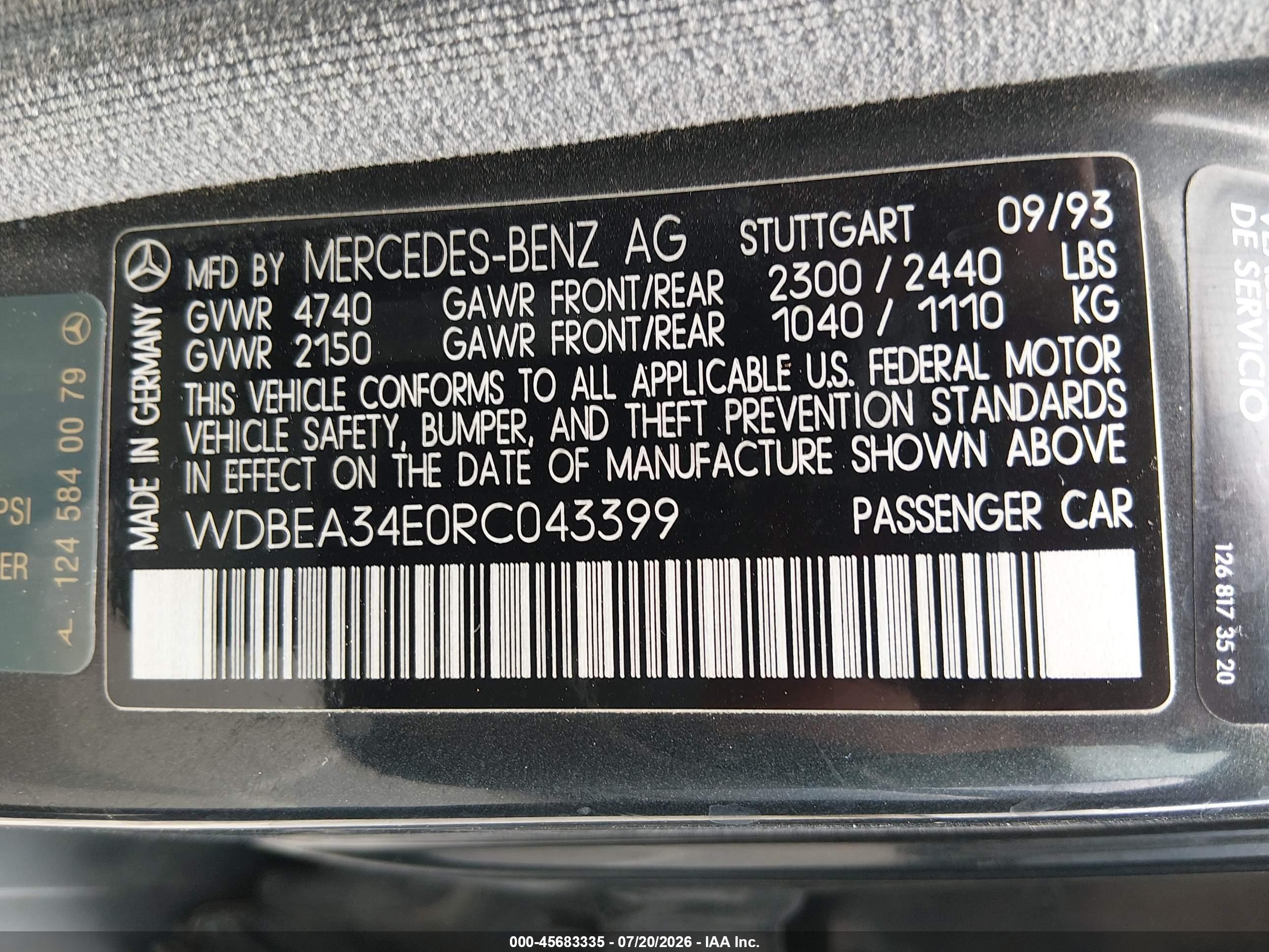 1994 MERCEDES-BENZ E E420 124