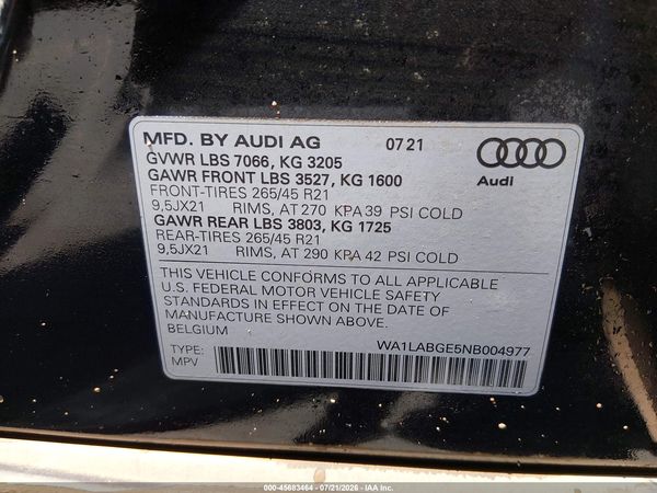 2022 AUDI E-TRON PREMIUM PLUS QUATTRO