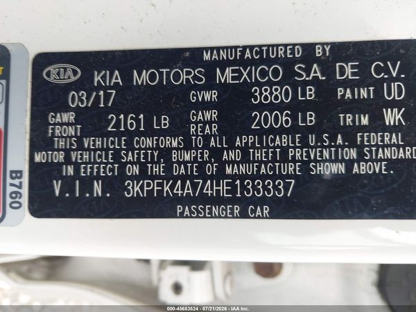 2017 KIA FORTE LX