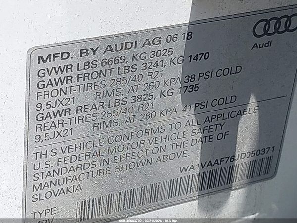 2018 AUDI Q7 3.0T PREMIUM