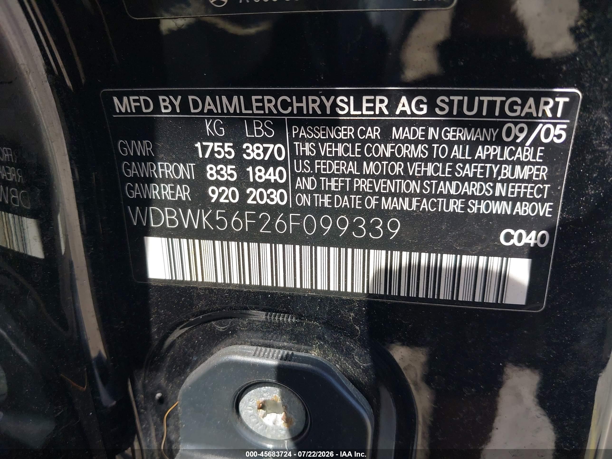 2006 MERCEDES-BENZ SLK 350 SLK350