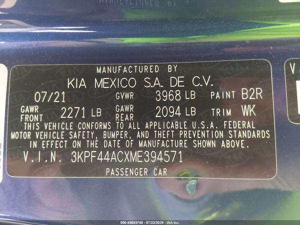 2021 KIA FORTE GT