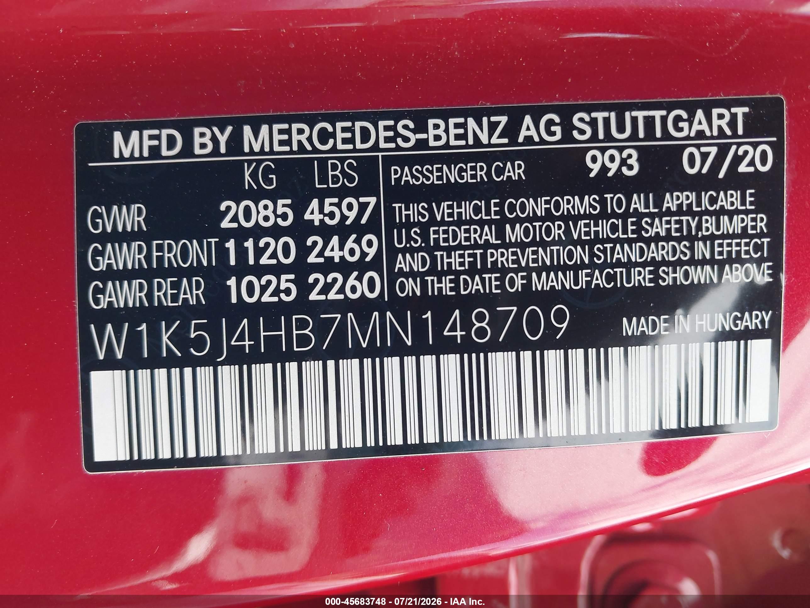 2021 MERCEDES-BENZ CLA 250 4MATIC