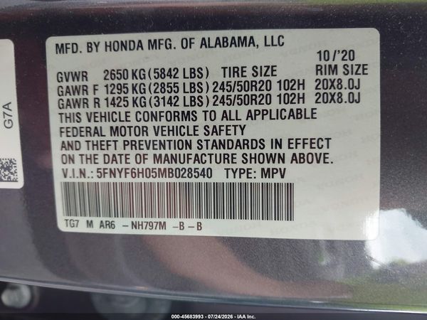 2021 HONDA PILOT AWD ELITE