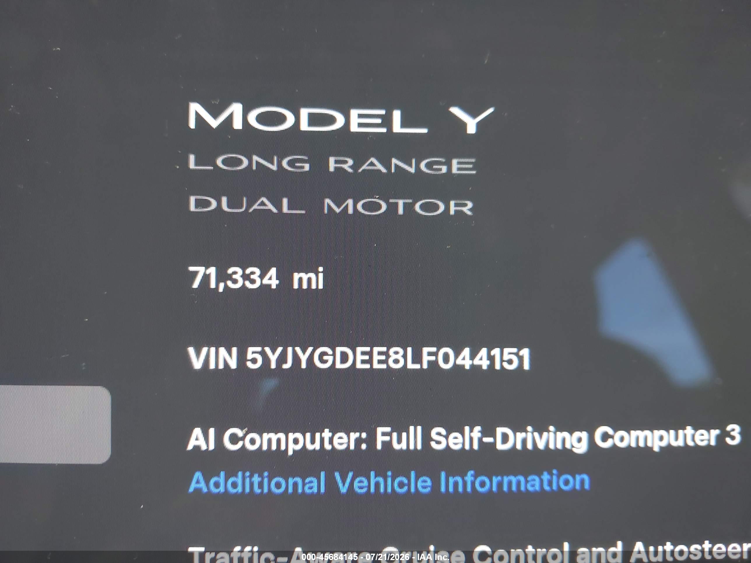 2020 TESLA MODEL Y