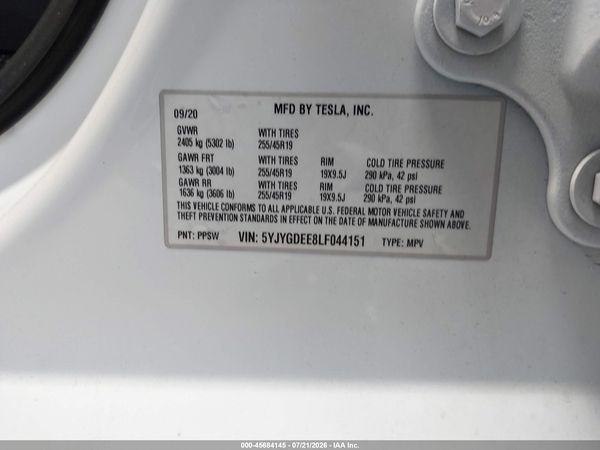 2020 TESLA MODEL Y