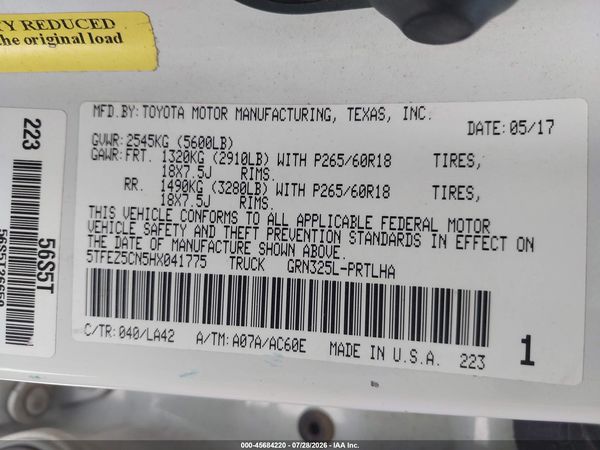 2017 TOYOTA TACOMA LIMITED