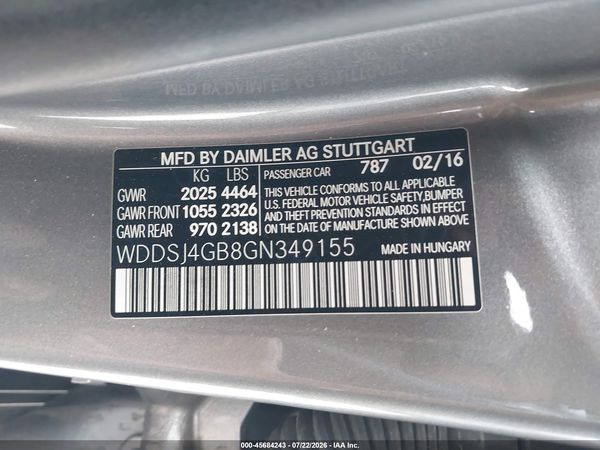 2016 MERCEDES-BENZ CLA 250 4MATIC
