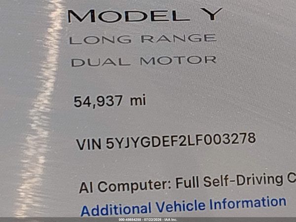2020 TESLA MODEL Y