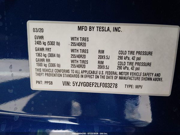 2020 TESLA MODEL Y