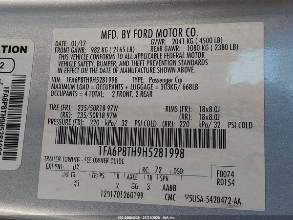 2017 FORD MUSTANG ECOBOOST