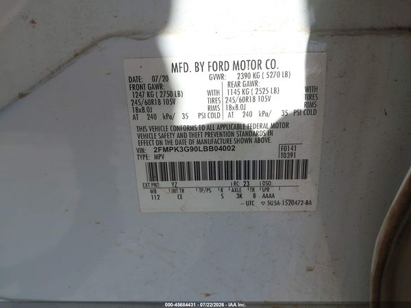 2020 FORD EDGE SE — I9