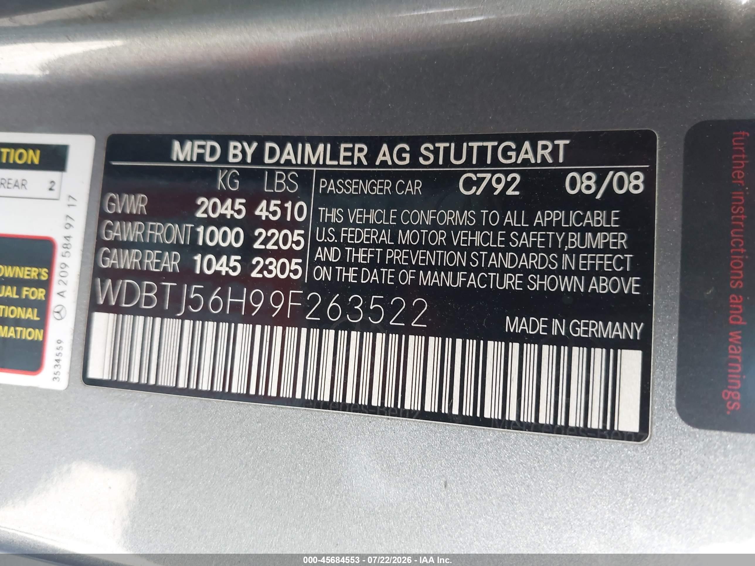 2009 MERCEDES-BENZ CLK 350 CLK350
