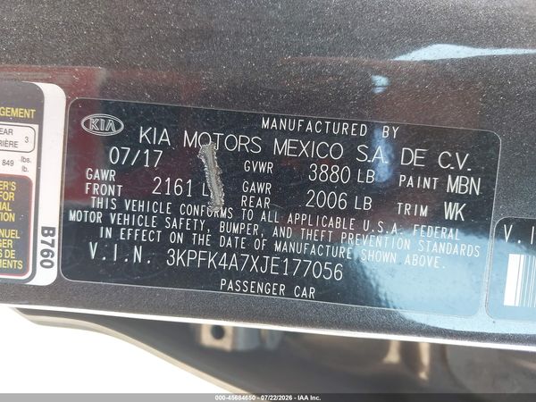 2018 KIA FORTE LX