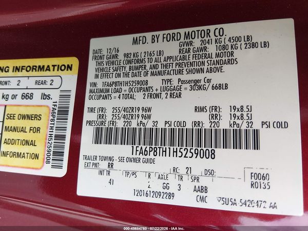 2017 FORD MUSTANG ECOBOOST
