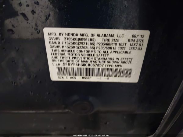 2012 HONDA PILOT EX-L