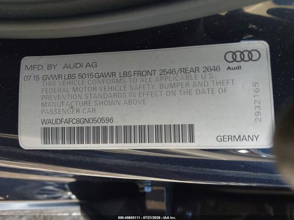2016 AUDI A6 2.0T PREMIUM PLUS