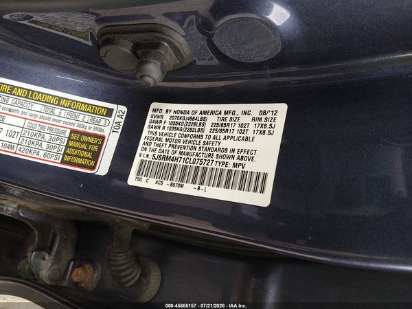 2012 HONDA CR-V EX-L