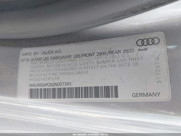 2016 AUDI A7 3.0 PREMIUM PLUS