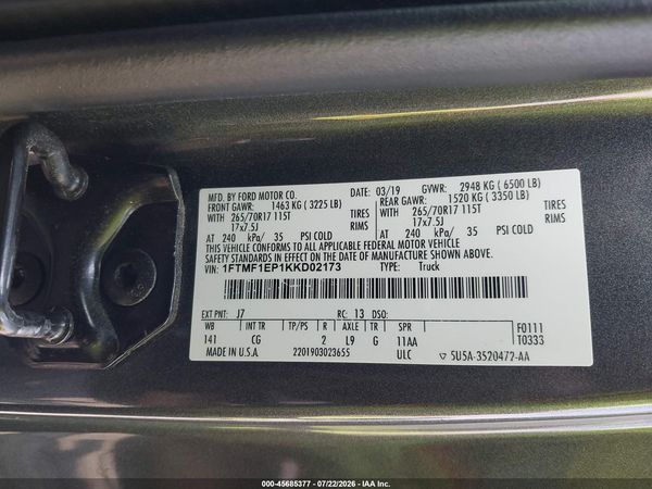 2019 FORD F-150 XL