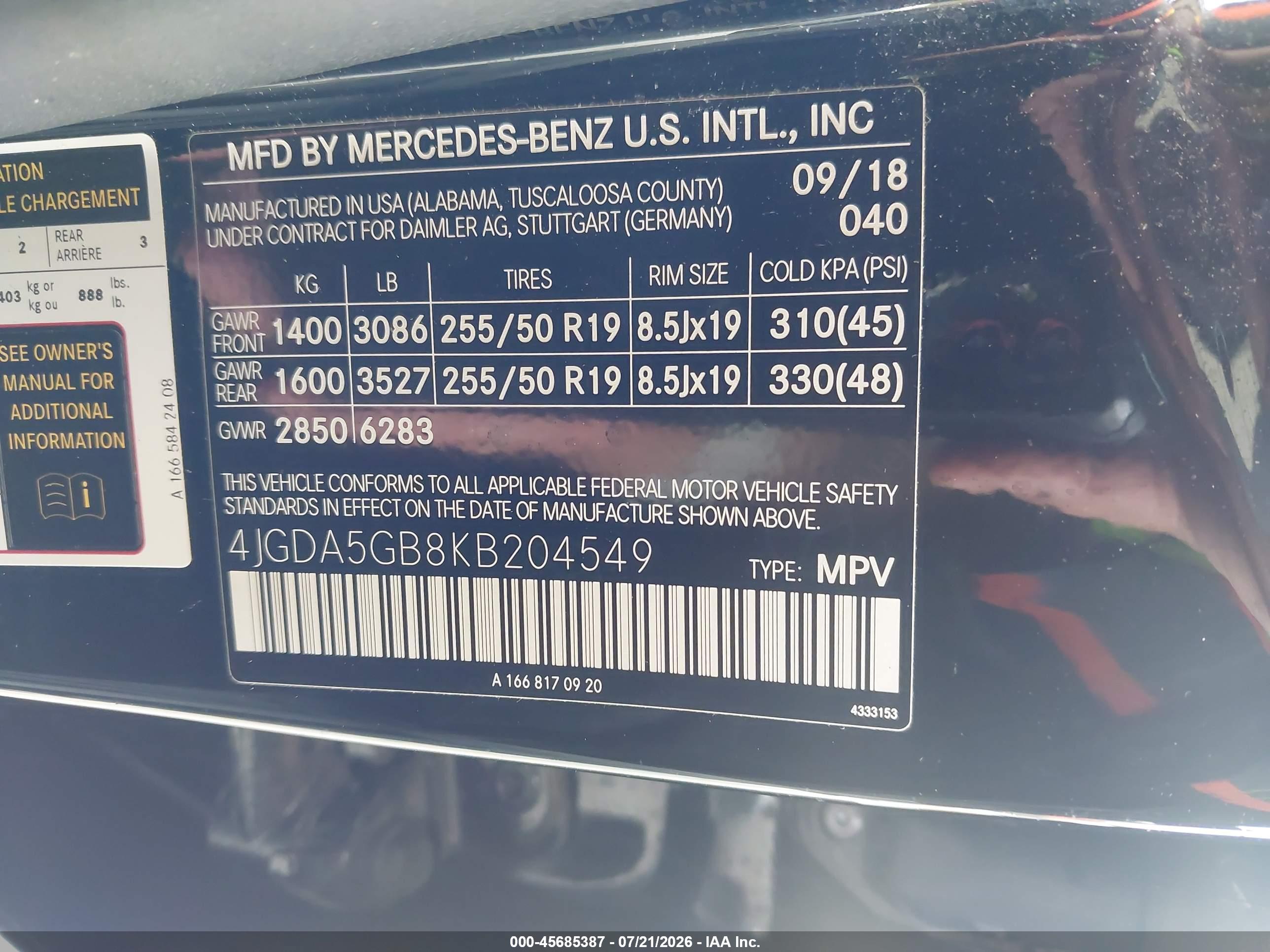 2019 MERCEDES-BENZ GLE 400 GLE400